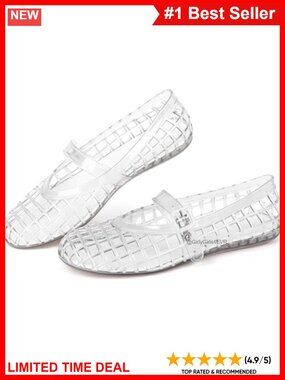 Women's Jelly Ballet Flats Mary Janes PVC Buckle Comfortable Summer Shoes